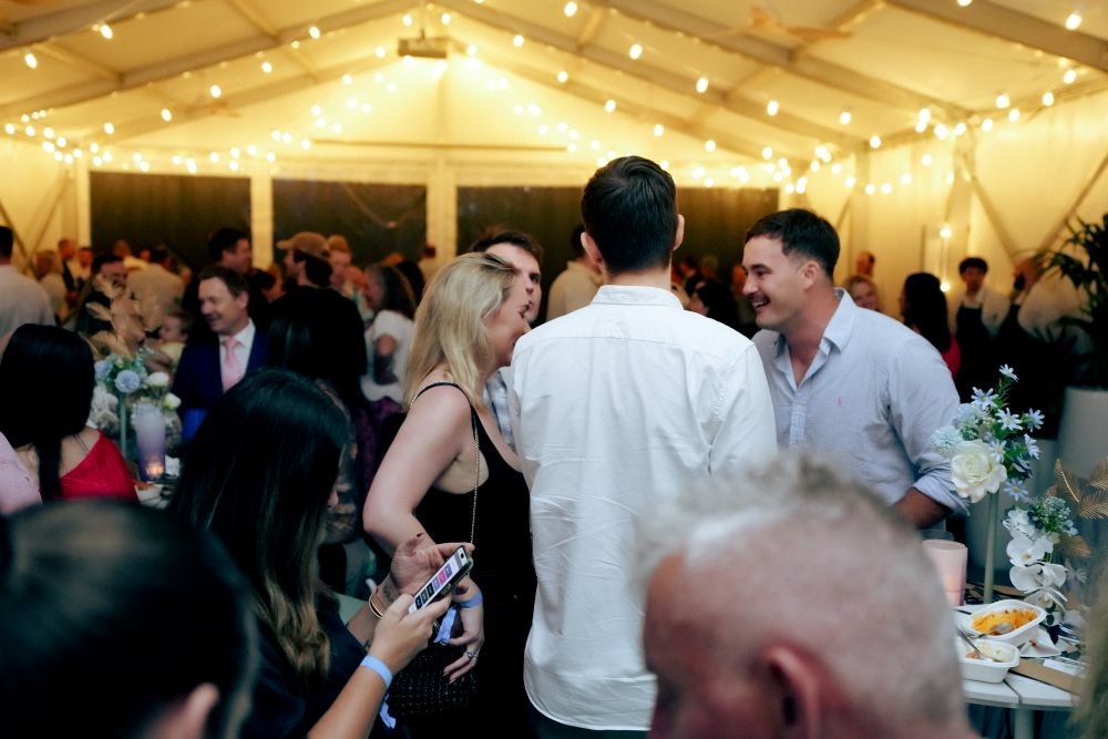 Crowd in marquee