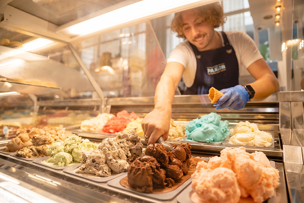 Staff reaching for sorbet at The Parlor The Glen Hotel Eight Mile Plains