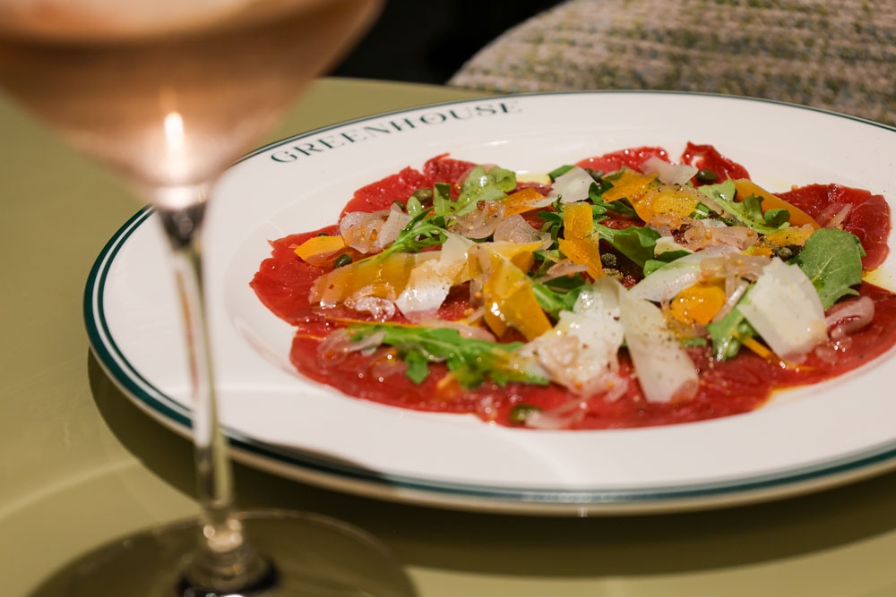 beef carpaccio at The Greenhouse Newstead