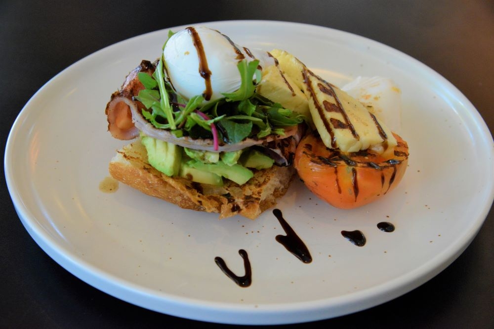 Breakfast meal on a plate at Groundhog Social, Manly  