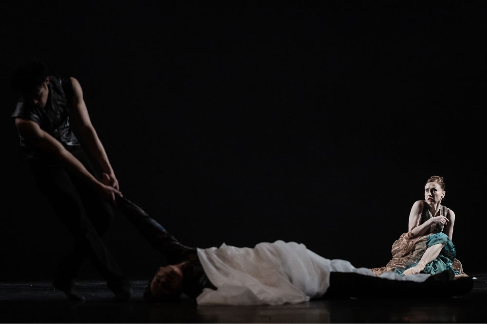 Dancer lying on stage Hamlet