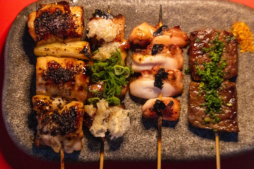 Yakitori skewers at Hideki-Izakaya