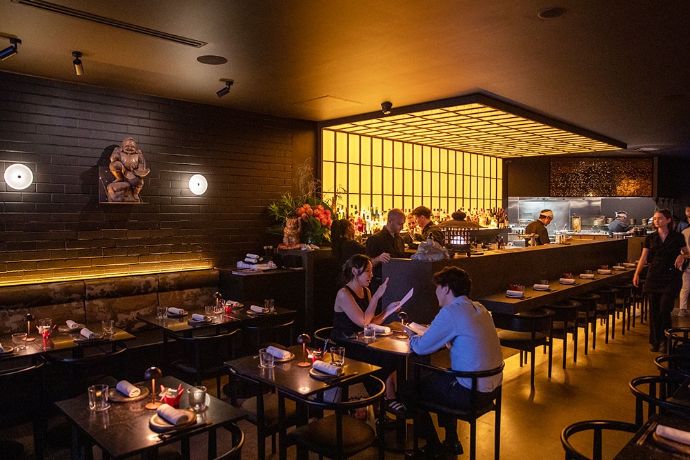Diners seated inside Hideki
