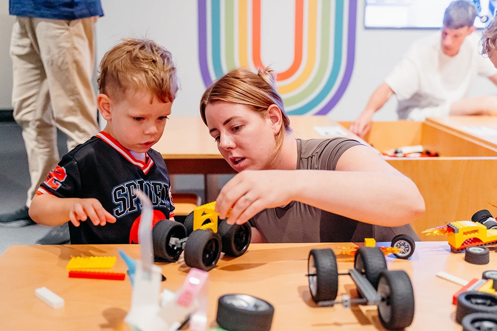 Mother and son with LEGO
