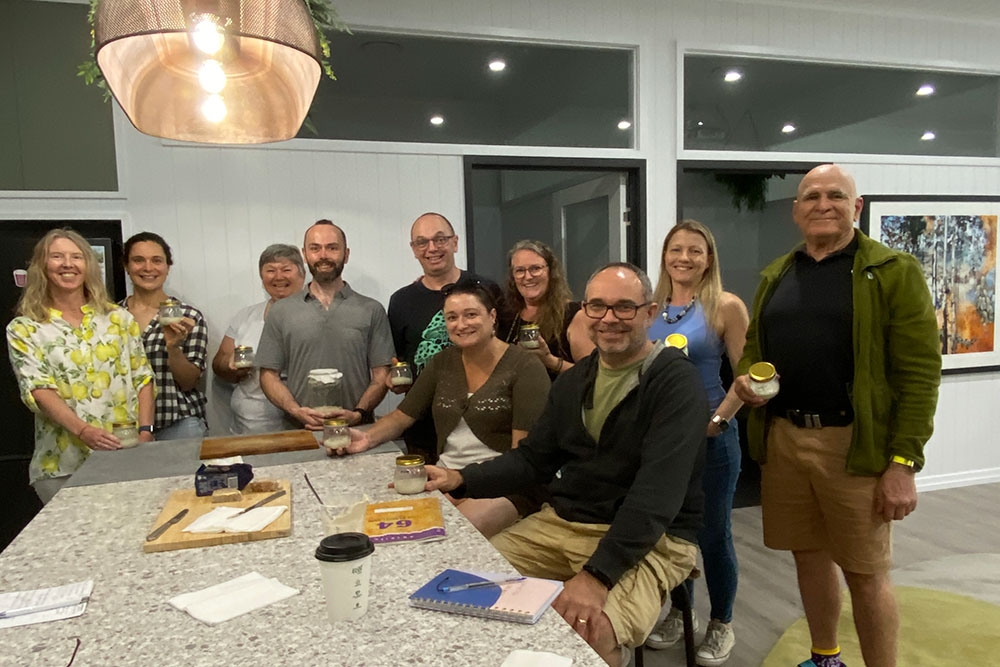 Participants in a sourdough workshop