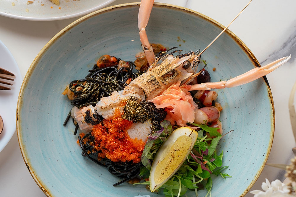 Scampi black pasta dish at Mitr Dessert House Brisbane CBD