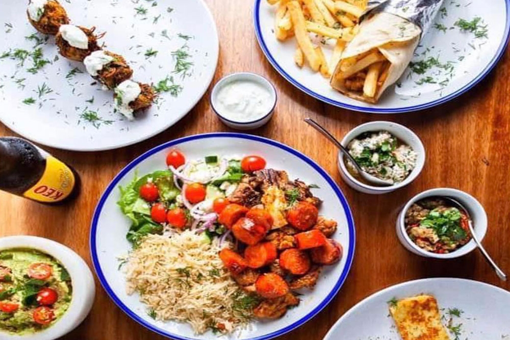 Plate of Greek food at Icarus Restaurant Jindalee