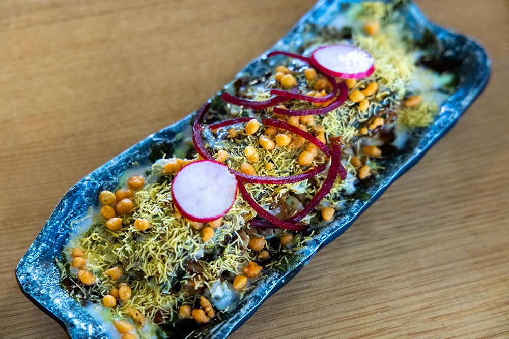 Plate of zucchini fritters at Indian Room Milton