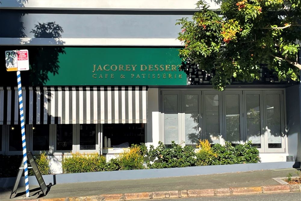 Exterior of Jacorey Dessert Cafe Patisserie, Fortitude Valley