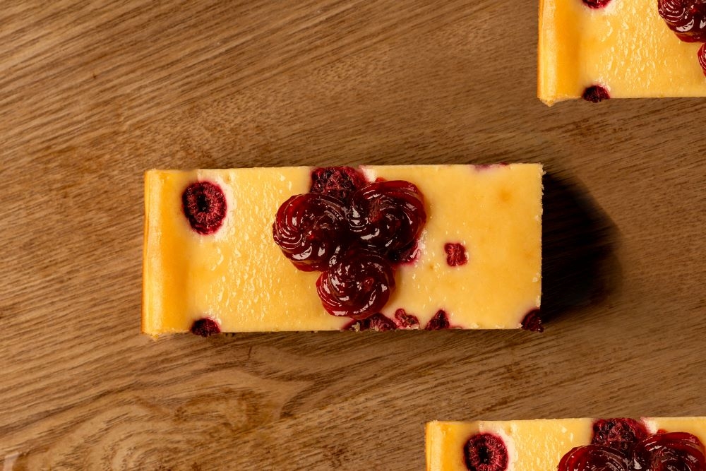 Slices on a board at James St Bakery, Fortitude Valley 