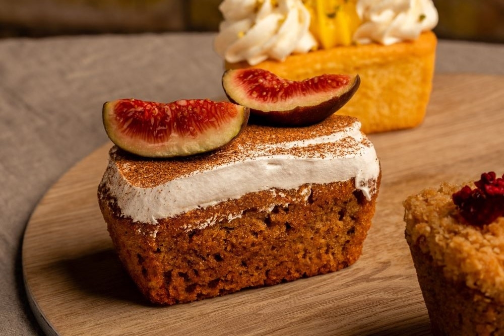 Cakes on a board at James St Bakery, Fortitude Valley 