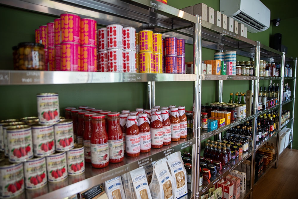 Tomatos/pantry goods at Janes Deli