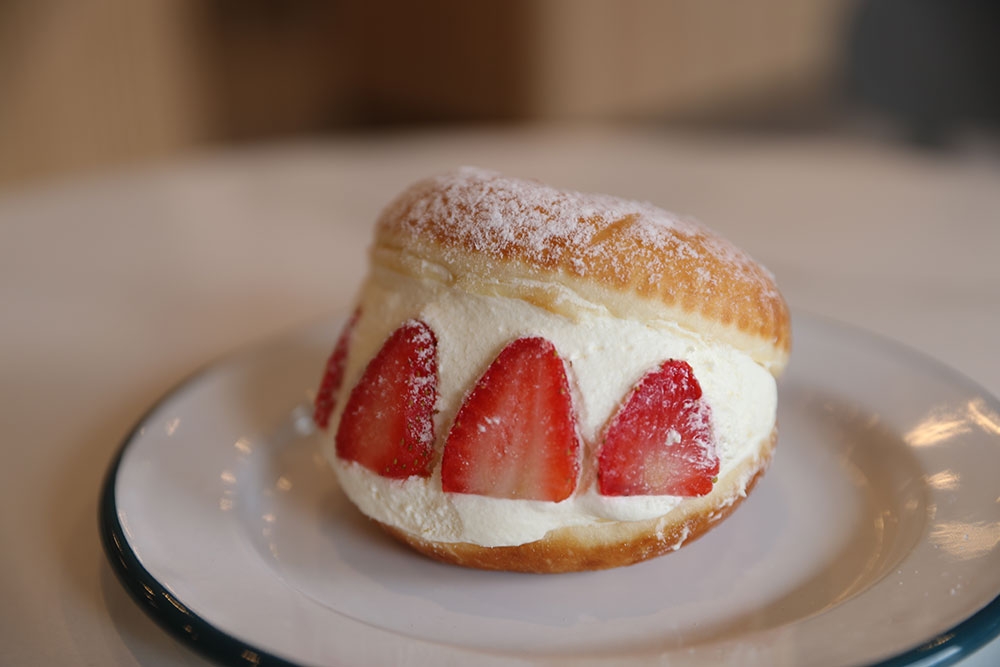 Strawberry and Cream Donut at Janus Deli