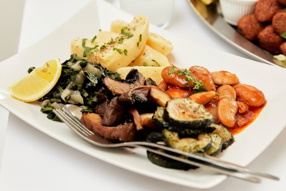 Plate of Greek food at Kafe Meze, Graceville 
