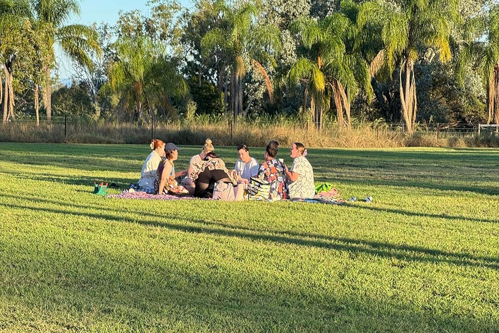 People picnicking at Karinya Flower Farm