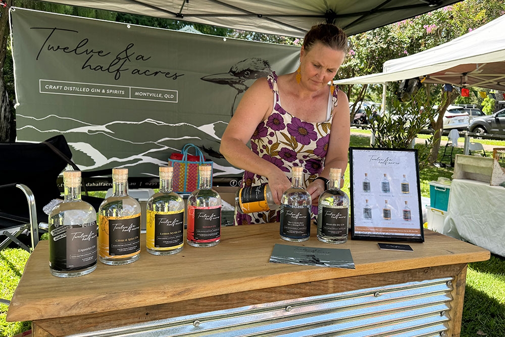 Stall at Kenilworth Country Market, Kenilworth, Queensland, farmers markets, local honey, gin distillery, Mary Valley Country, weekend drive, craft markets, Australia, SE Qld, the great south east