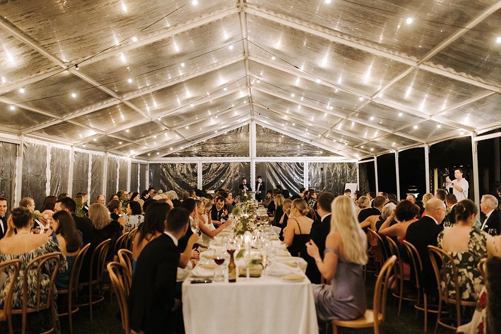 Guests in marquee at Jimbour House