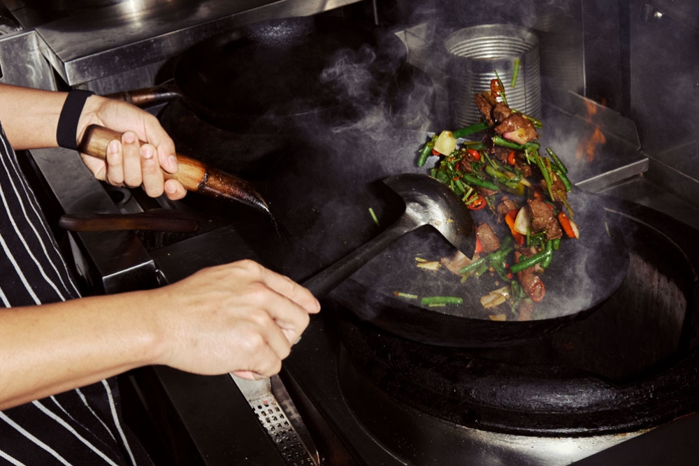 Chef frying food
