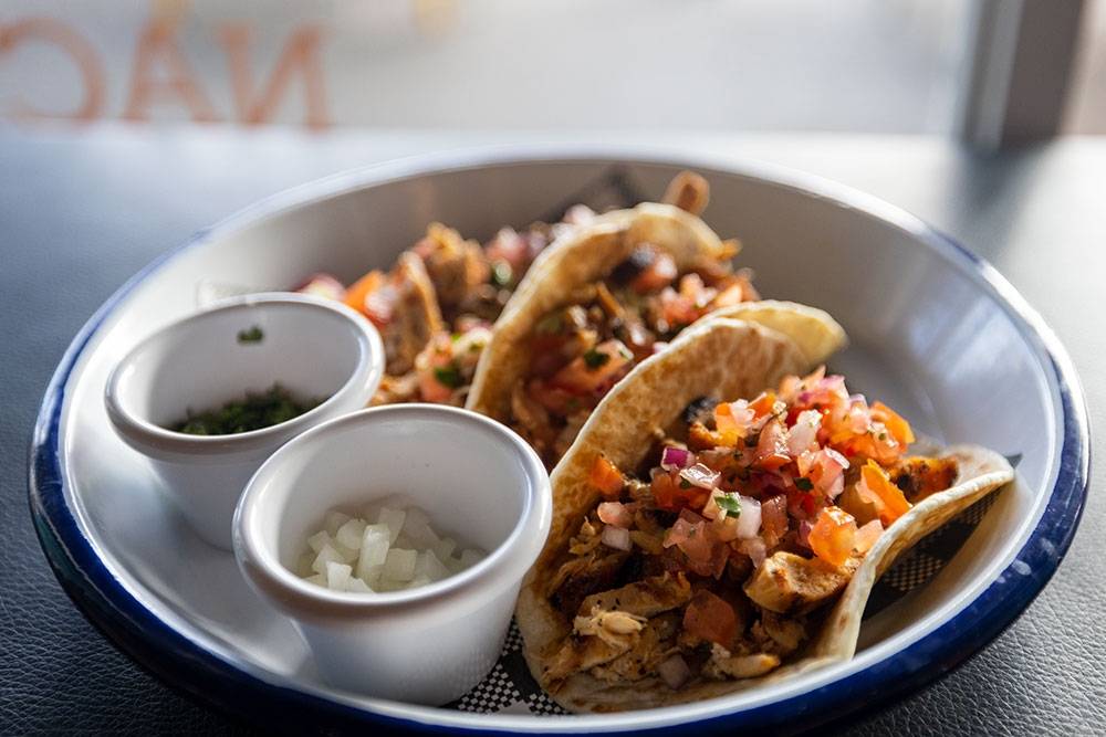 Tacos on a plate at La Carmela Petrie Terrace