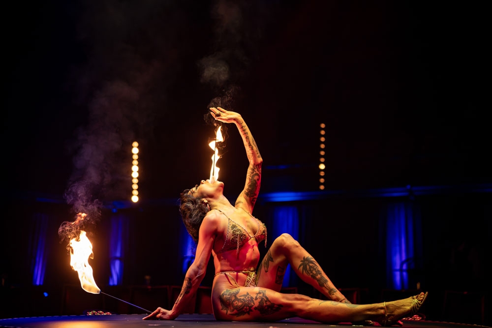A performer doing a stunt, La Clique HOTA 
