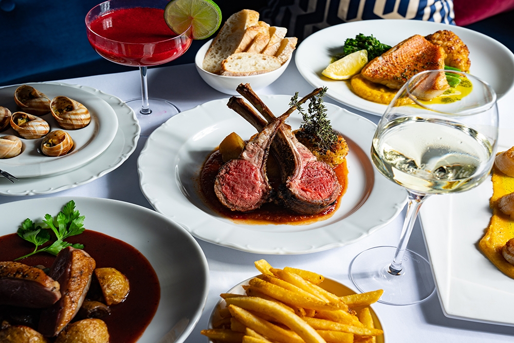 Plates of French food at La Belle Vie Bistro, Bardon