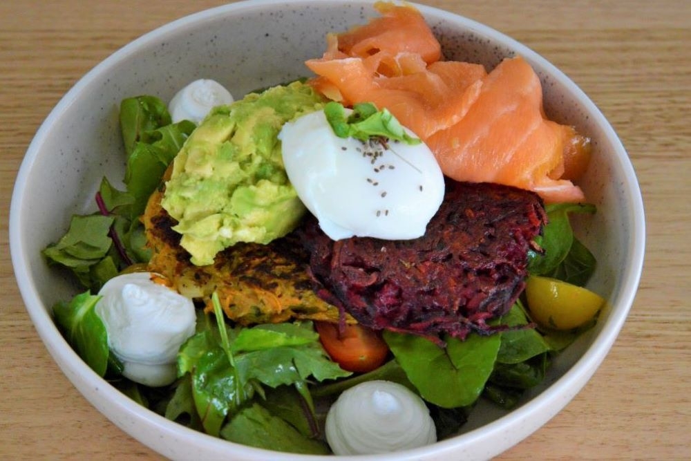 Food on a plate at The Laneway Green, Springwood, cafe 