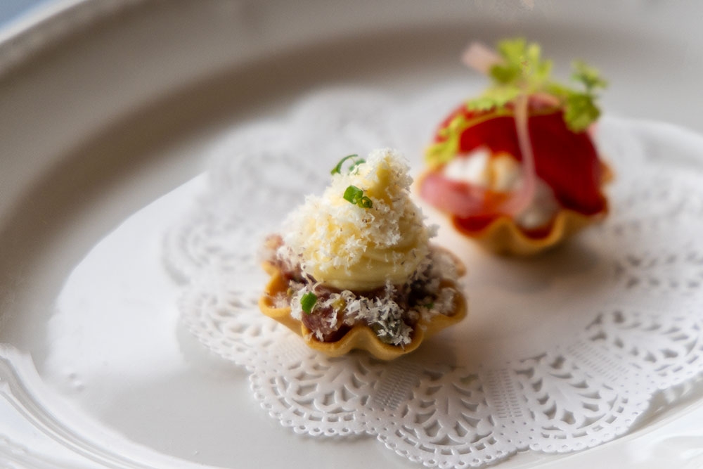 tartlets on plate Rise Le Restaurant 