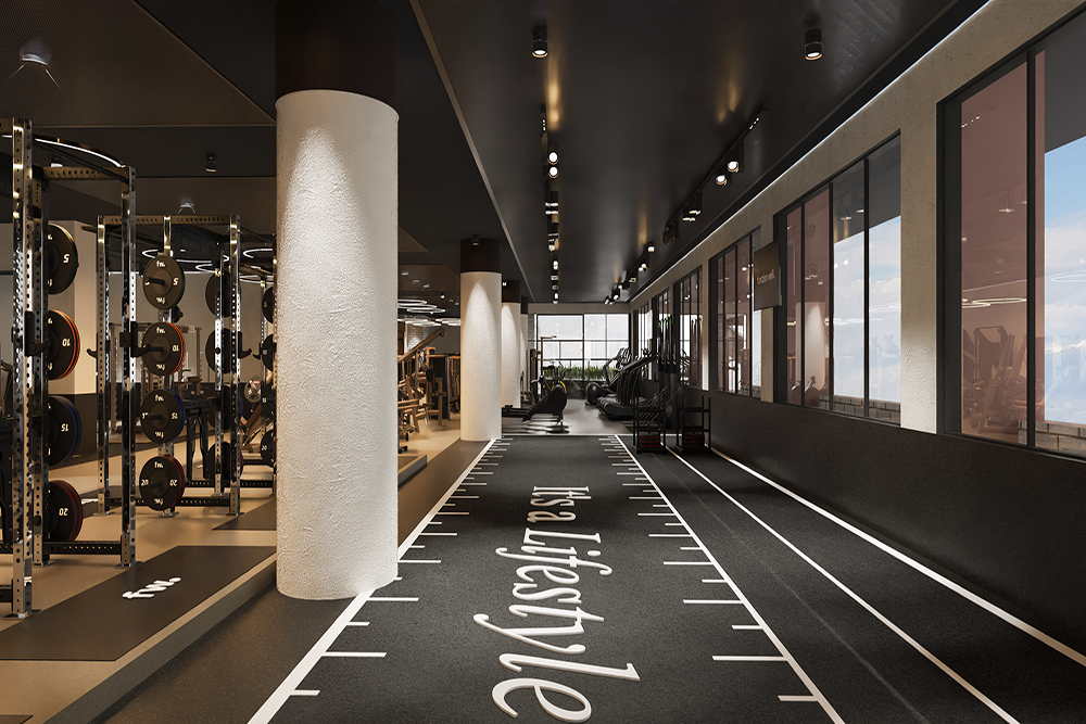 Render of gymnasium inside Function Well flagship fitness & wellness hub at West End
