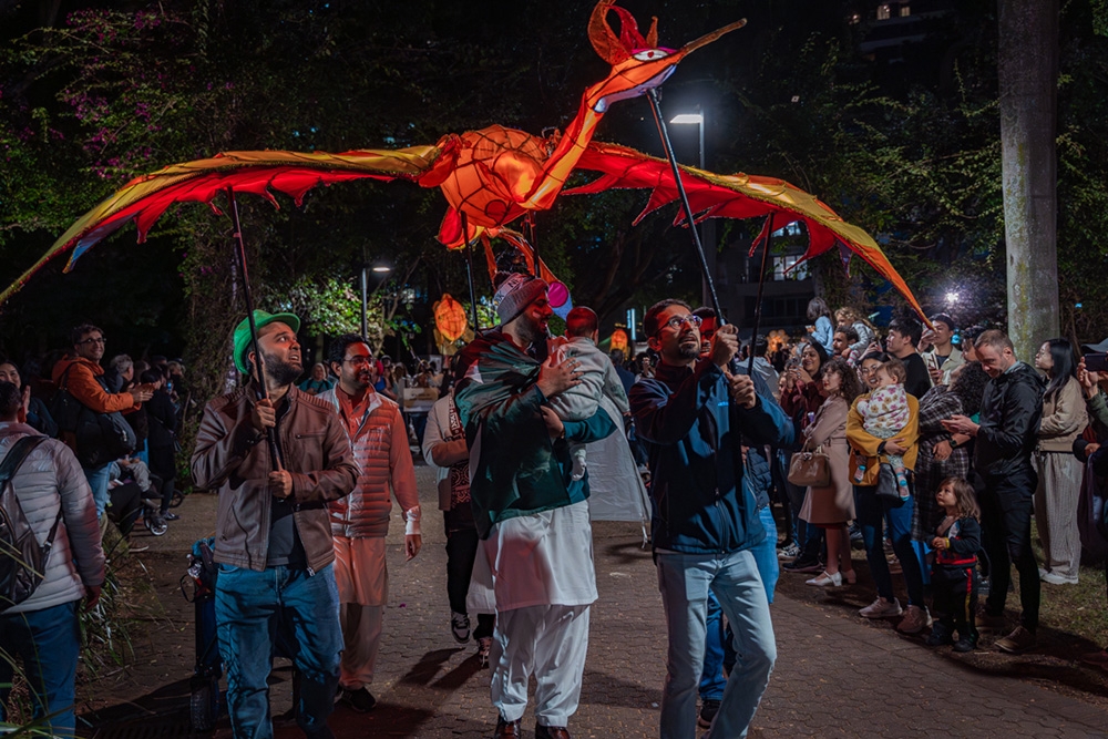 Crowd at Luminous Lantern Parade South Bank