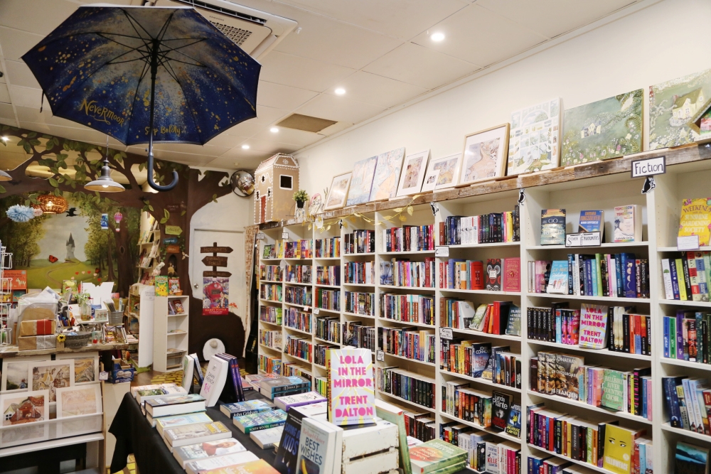 Inside of The Mad Hatters Bookshop Manly with books on shelves