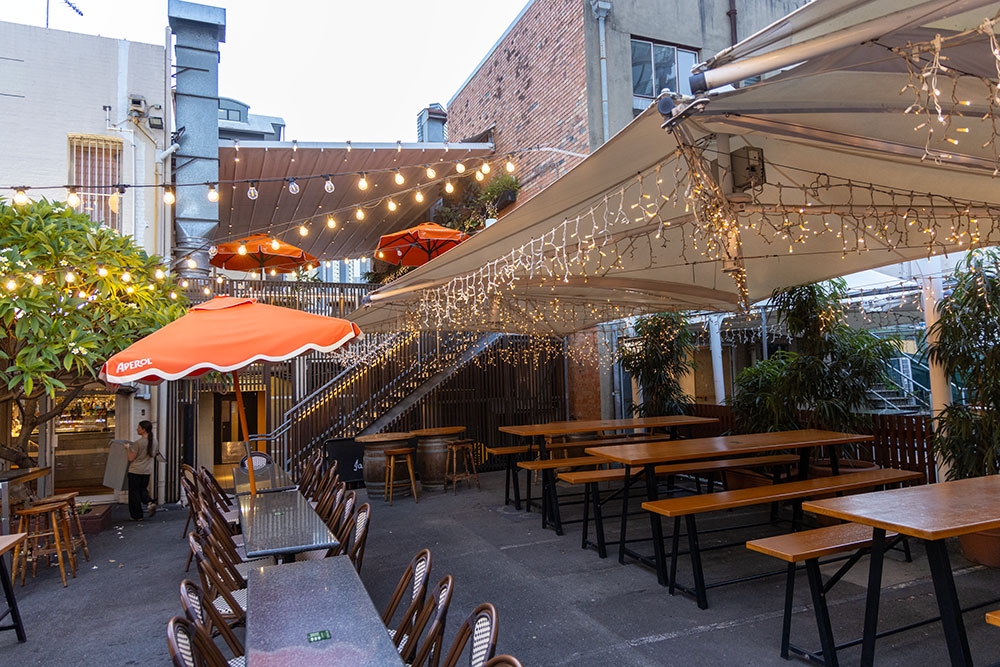 Outside beer garden at The Magee Pub & Dining Fortitude Valley
