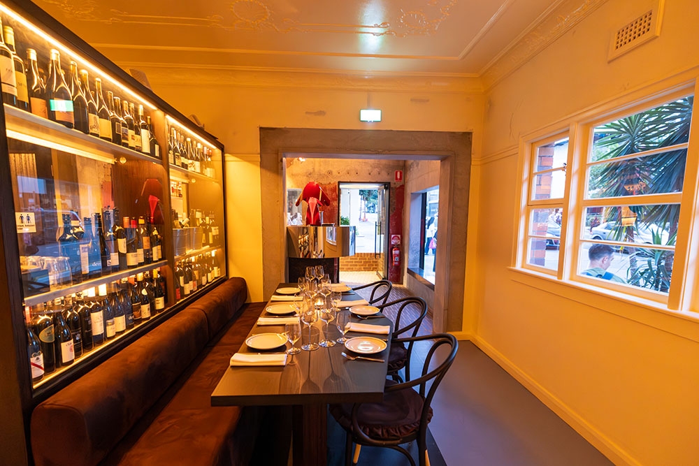 Dining room with wine wall Marlowe