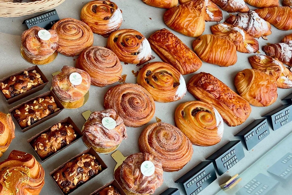 Pastries on rack at Miche Bakery 