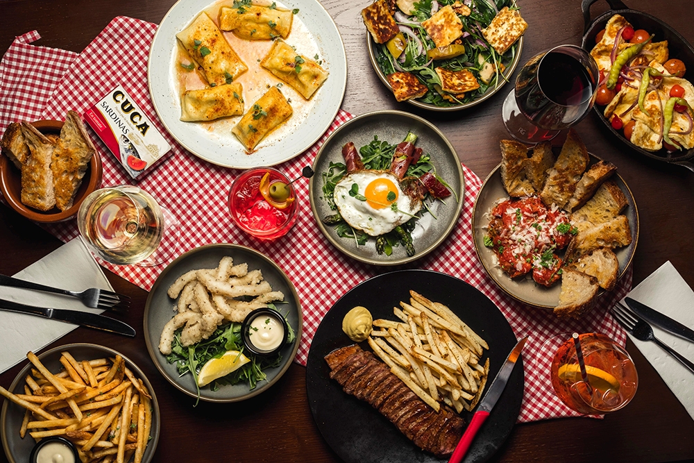 Food on plates at Mr Badgers, Woolloongabba Brisbane
