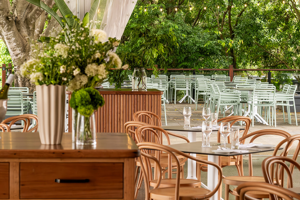 Beautifully set table on Sirromet Winery Garden Terrace