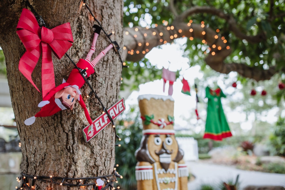 Elf decoration in a tree at Elf Golf at St Lucia Golf Links