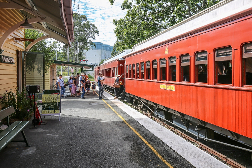 Old train at station at Planes, Trains And Autos 2026