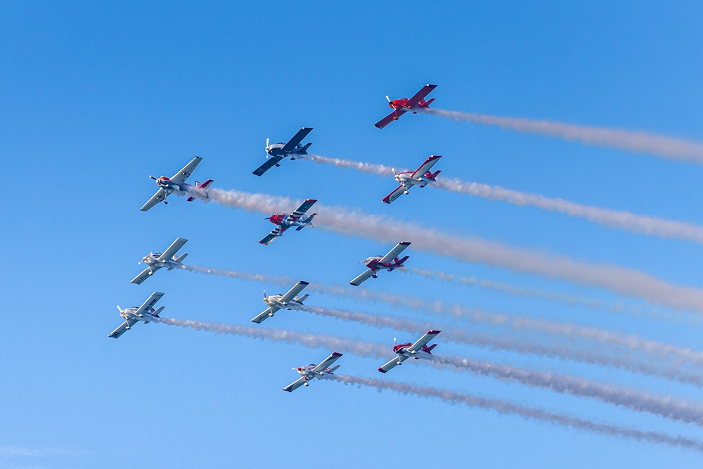 Planes flying over head at Planes, Trains And Autos 2026