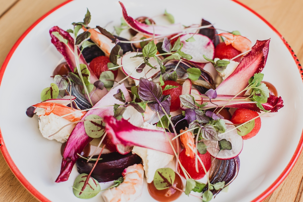 Plate of salad at Myrtle & Blossom, Sandgate  