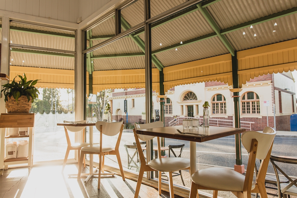 Exterior seating at Myrtle & Blossom, Sandgate 