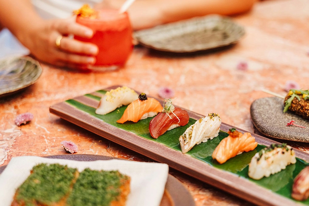 Plates of sushi at NIIWA