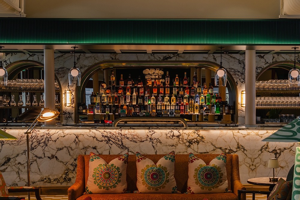 Terrace bar with luxe marble at Naldam House Brasserie & Terrace Brisbane CBD