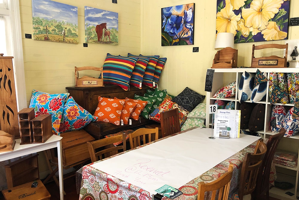 Interior of Nash Gallery & Cafe, Esk, Queensland with items for sale