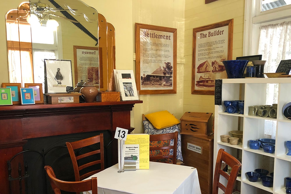 Interior of Nash Gallery & Cafe, Esk, Queensland with antique decor