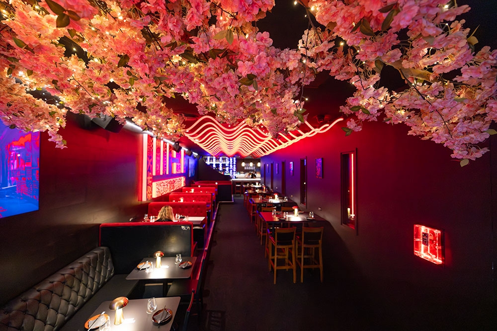 Cherry blossom cluster on roof of Night Market