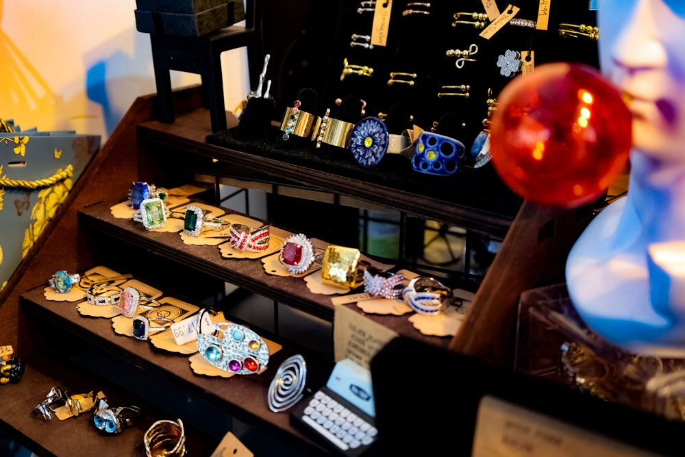 Jewellery for sale on display at Outside The Box, New Farm 