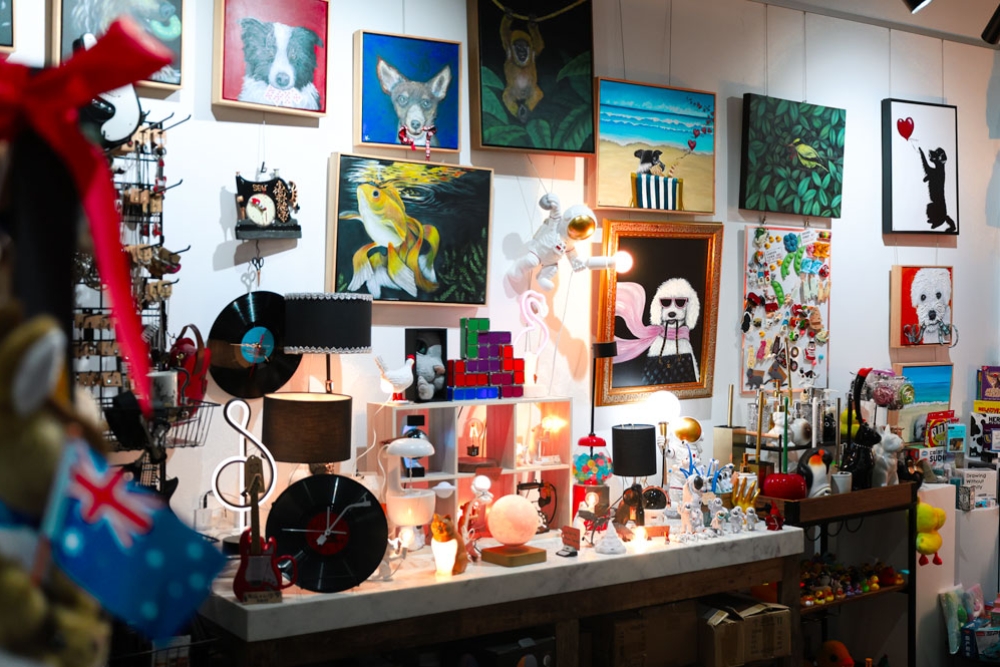 Quirky items on display for sale at Outside The Box, New Farm 