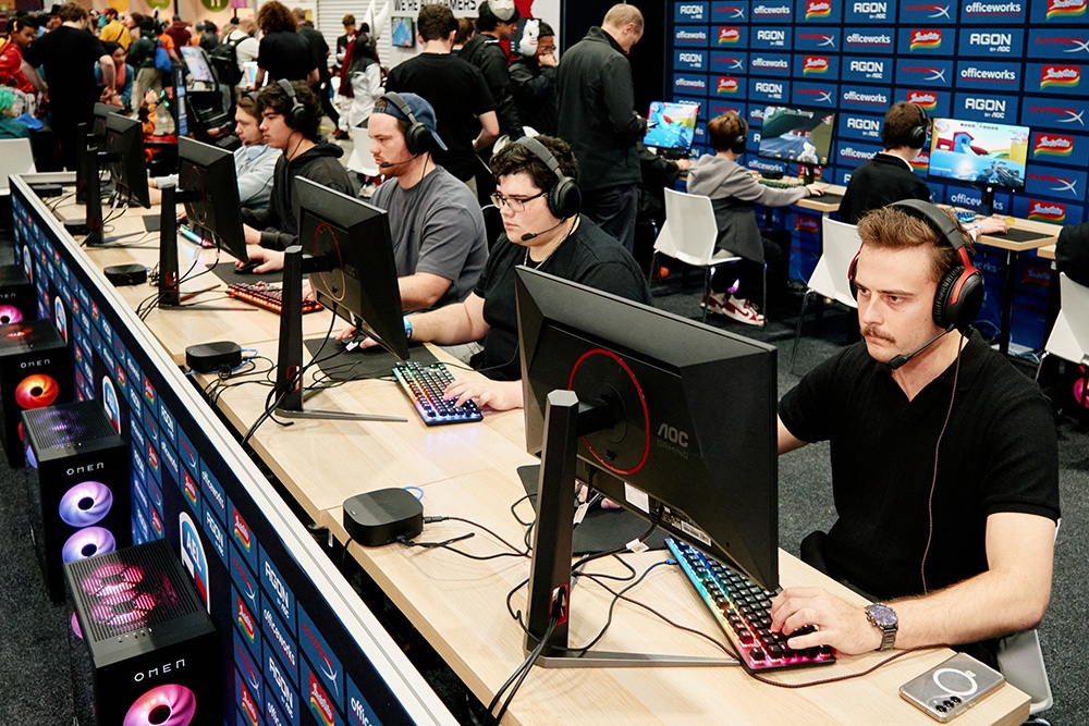 People playing computer games
