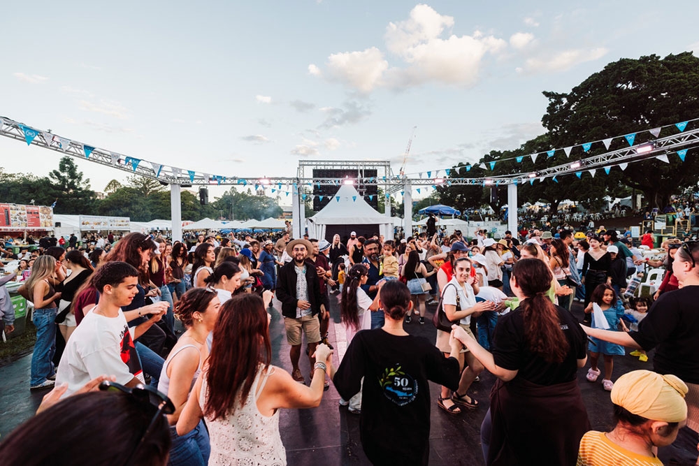 Crowd dancing at Paniyiri Greek Festival 