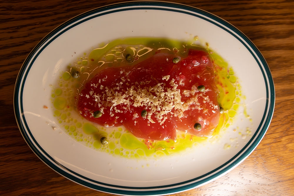 Crudo, Ahi Tuna, Citrus, Capers at Penelope Bistro + Bar